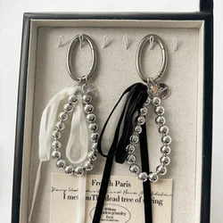 ZAKOL Elegant Pearls Ribbon Bowknot Bag Hanging Decoration Key Chain for Women Beads Key Rings Jewelry Girl Accessories