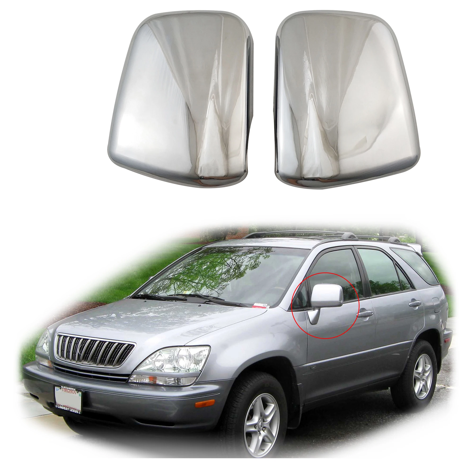 YOYO Car Rearview Accessories Plated Chrome Side Mirror Cover Trim For Lexus Rx300 XU110 RX 300 Is300 1998 1999 2000 2001 2003