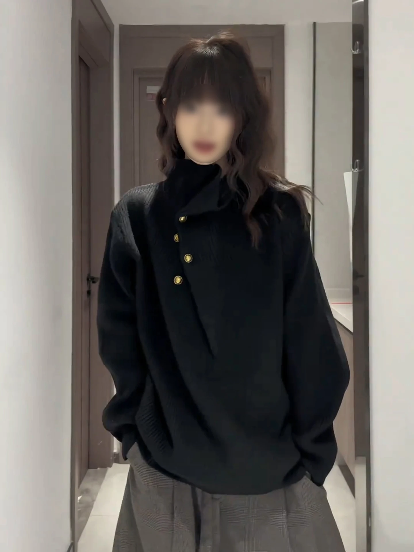 

Bla High Collar Button Design Knitwear Men's Winter Lazy Sle Base irt Cleanfit Knitted Sweater Soft Polyester Fiber