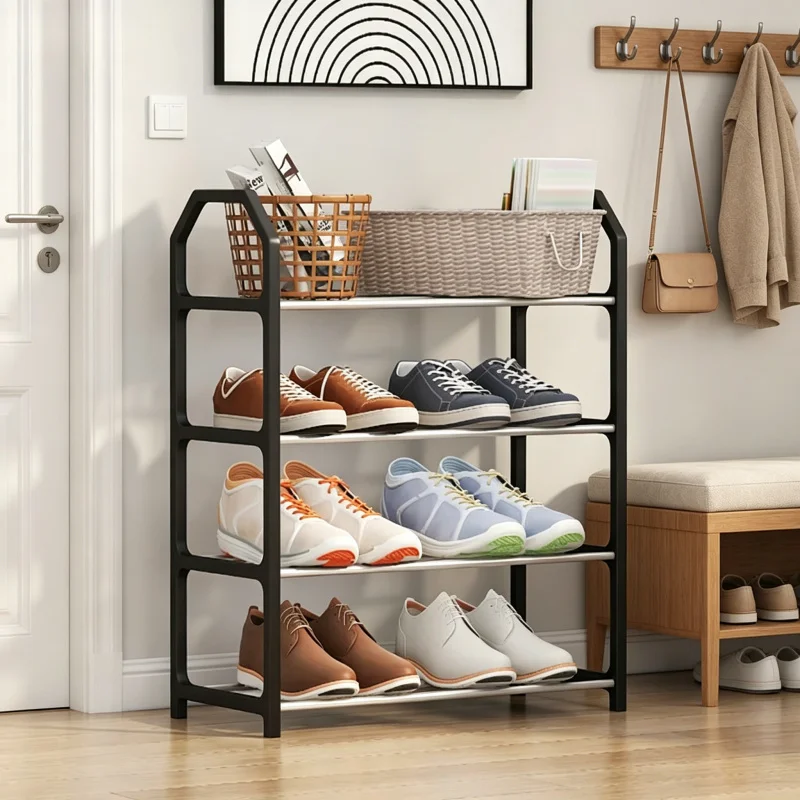 4-stufiges, einfach zu montierendes, kreatives Schuhregal – Multifunktionaler Aufbewahrungsschrank für Zuhause/Wohnheim, Haushaltsbedarf