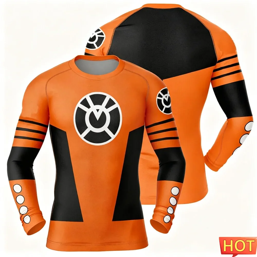 Autumn Anime Men's Long Sleeved T-shirt  Tight Elastic Training T-shirt Graphic Fitness Men's T-shirt Sports Mens Pullover