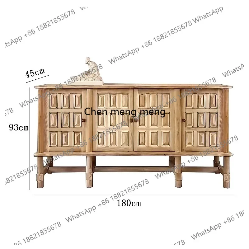 

European and American style art solid wood three-dimensional carving living room entrance cabinet storage sideboard