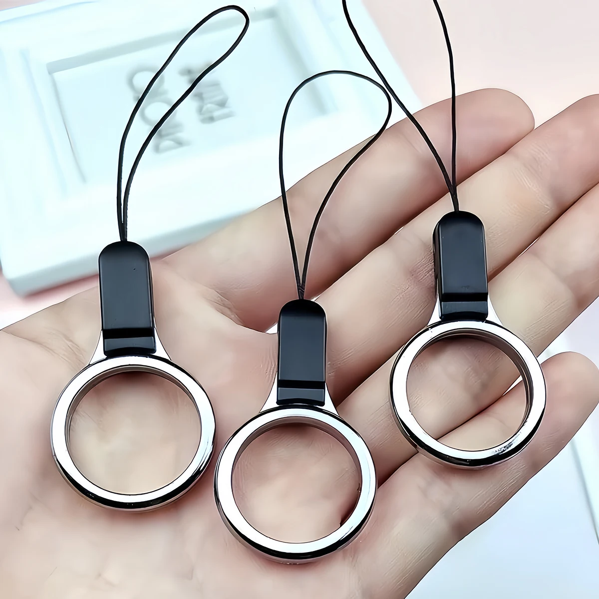 20/50Pcs Lanyard Lariat Cords Finger Ring Rope Keychains Hook Mobile Phone Strap Pendant Charms Keyring Bag Accessories Key Ring image 6