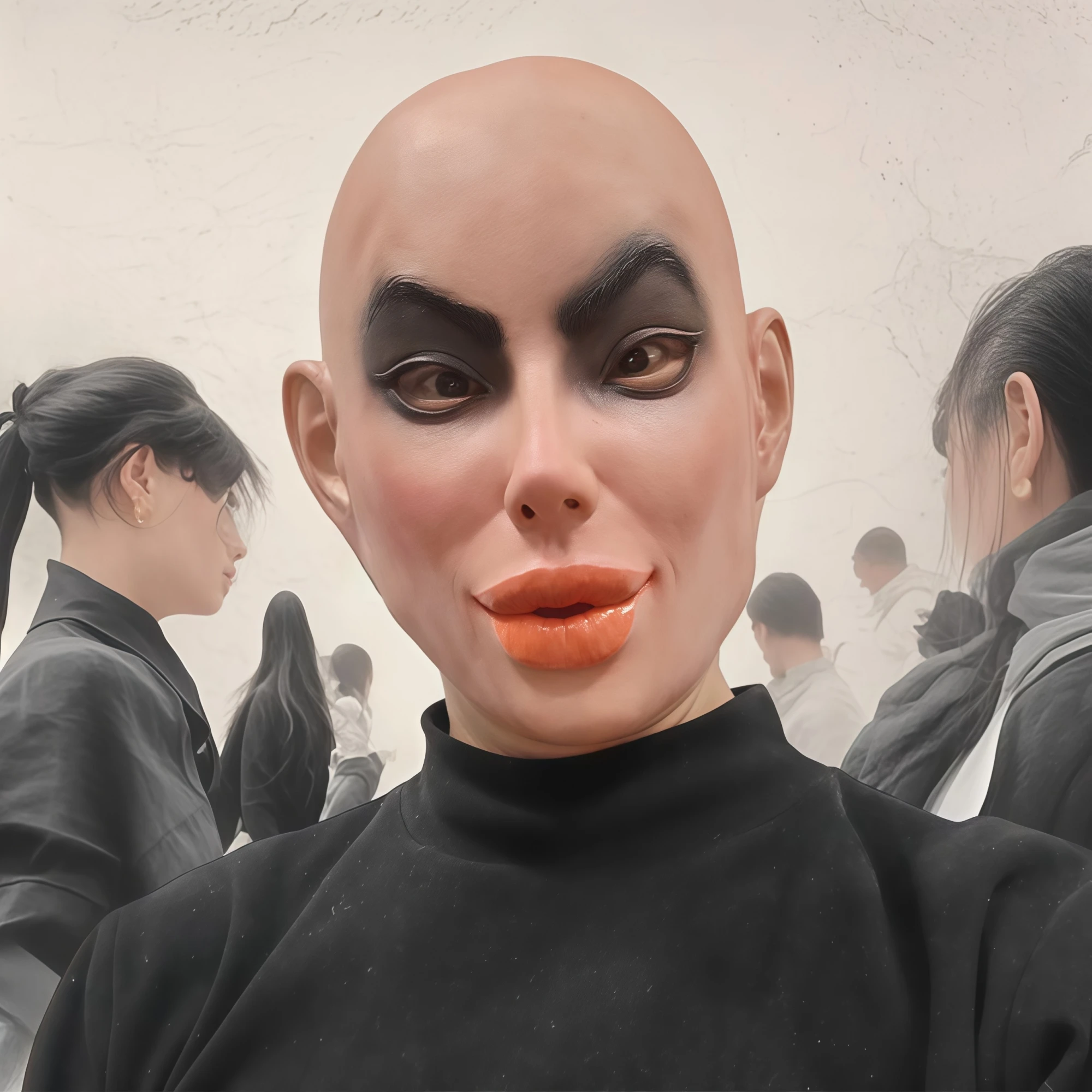 Bald Ugly Girl Mask with Smokey Makeup Big Lips Movie Star Costume Accessory for Roleplay Halloween Carnival Party Fan Gifts