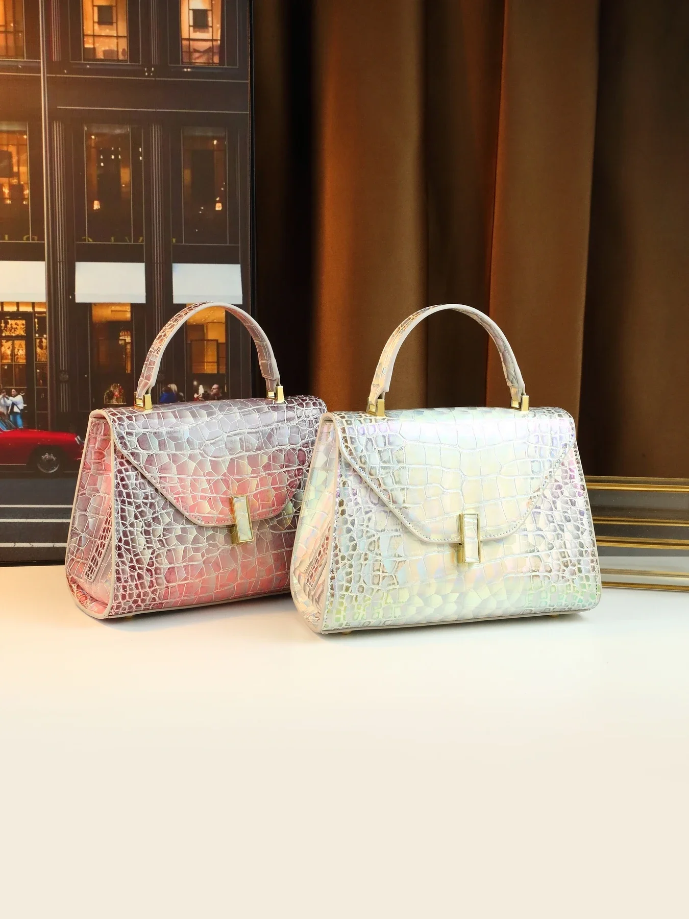 

Crocodile pattern women's bag portable Symphony square bag 2025 summer new light luxury shoulder bag Internet celebrity