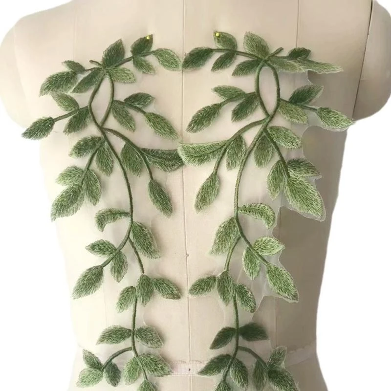 39BD Oversized Foliage Applique Sewing Leaf Fabric Gown Patches for DIY Crafts