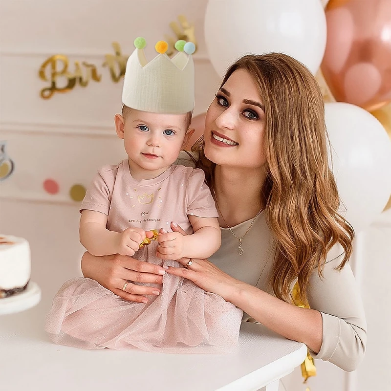 Chapeau de ixd'Anniversaire pour Bébé, Couronne Colorée, Bandeau de Sauna, Bannière de Gâteau, Accessoires de Photographie, Cadeaux Décoratifs