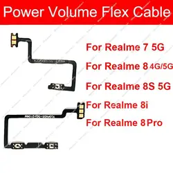 Botón de volumen de alimentación, Cable flexible para Realme, 7, 8, 8S, 4G, 5G, 8 Pro, 8i, botón Mini, cinta de encendido y apagado, piezas de repuesto