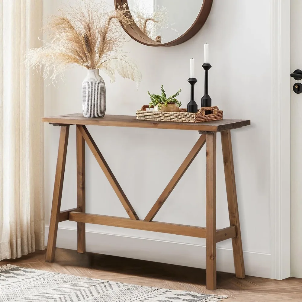 

Farmhouse Solid Wood Console Tables, Rustic Hallway Table, Solid Firwood Sofa Table for Entryway, Living Room