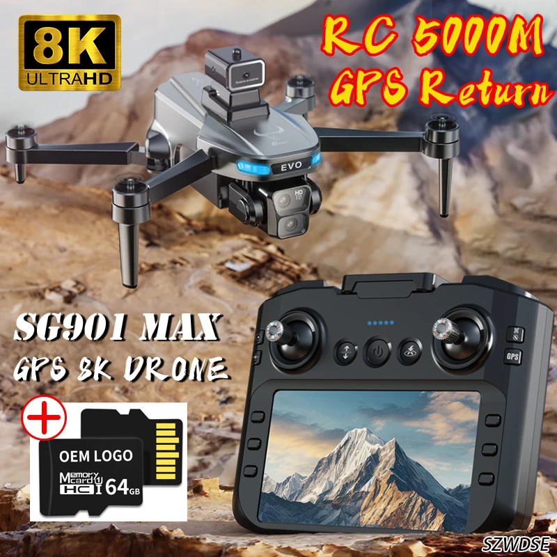 

NEW SG901 MAX GPS 4.5-inch Large Screen Remote Control Drone With Obstacle Avoidance Brushless Foldable Quadcopter Dron Toy