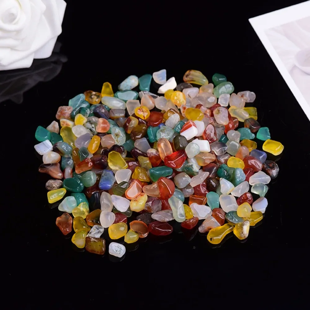 100g Seven Colored Agate Reusable Natural Crystal Transparent Gravel Ornament Decorative Landscape Craft for Garden Decoration
