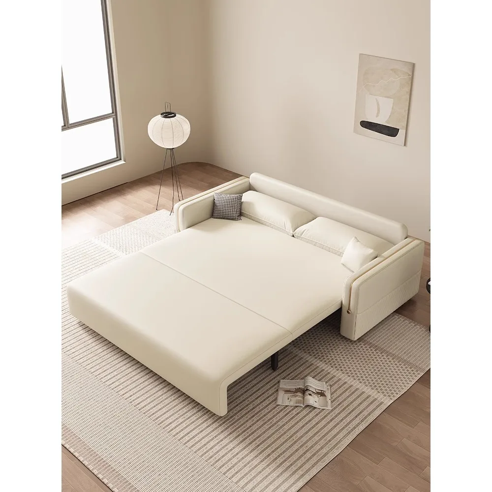 

Technology fabric double sofa small apartment living room home cream wind modern minimalist electric folding 2023 new