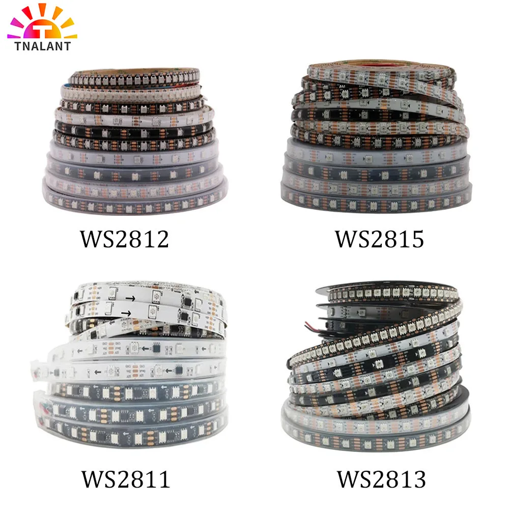 WS2811 WS2812B WS2813 WS2815 30/60/Leds/M Rgb Led Strip Individueel Adresseerbare Tape Licht IP30/IP65/IP67 DC5V DC12V