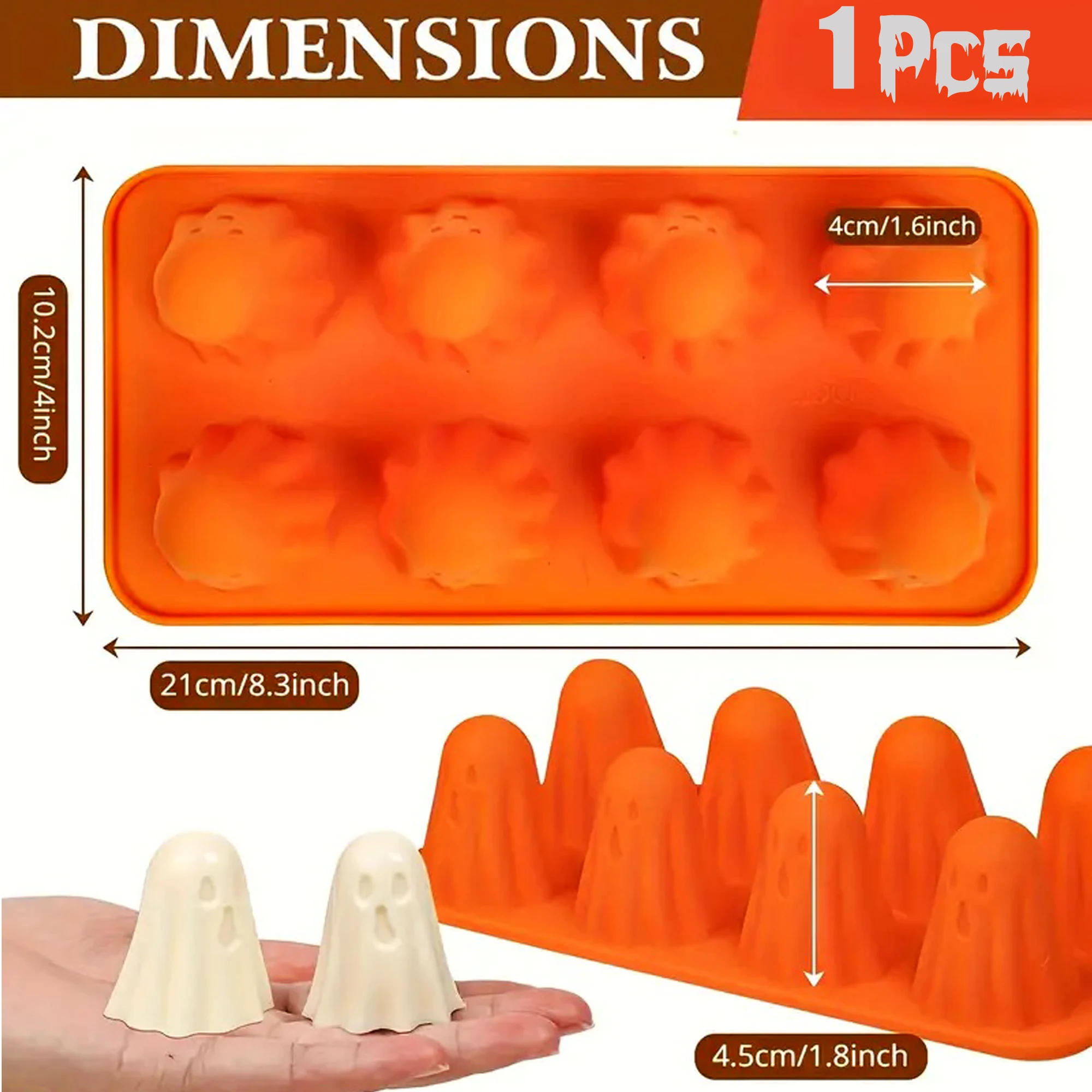 1 Pack Silicone Halloween Candy Mold Ghost Thick Baking Mold Non-Stick for Making Chocolate Jelly Pudding Cake Candy Mousse view 2