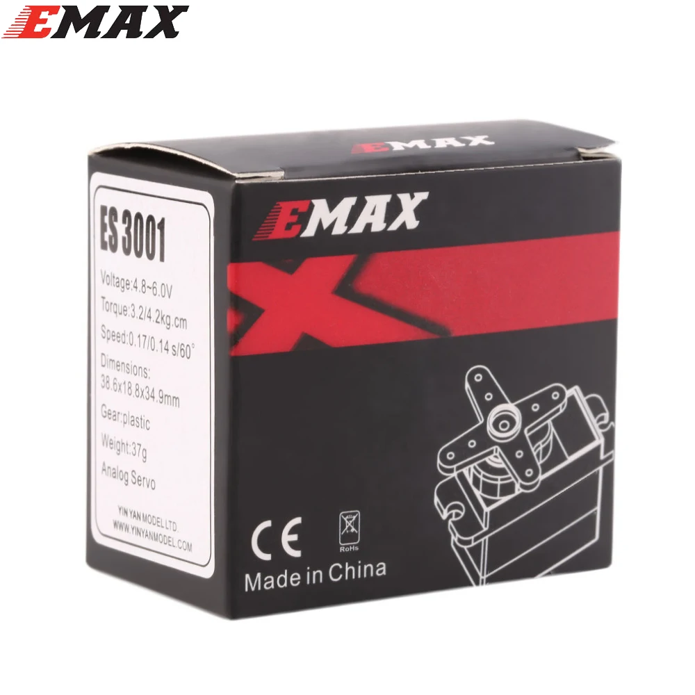 EMAX – Servo analogique en plastique, 37g, étanche, avec engrenages, adapté pour voiture RC, hélicoptère, bateau, avion, accessoires