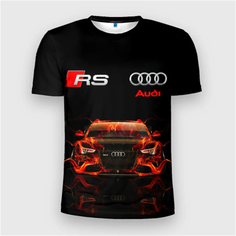 Summer New Audi Racing T-shirt Audi RS Logo 3D Printed Men's T-shirt Oversized Short Sleeve Outdoor Sports Quick-drying T-shirt