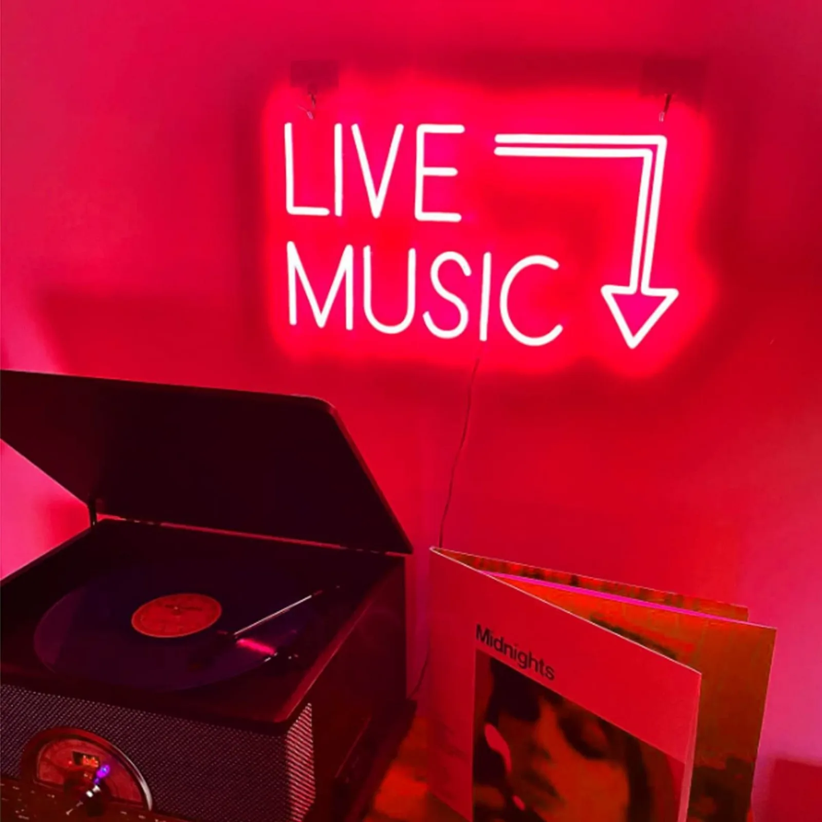 Music Live Led Neon Signs - Handcrafted Led Signs  - Wall Decor Led Light For Nightclub,Bar or Bedroom,Music Stadio