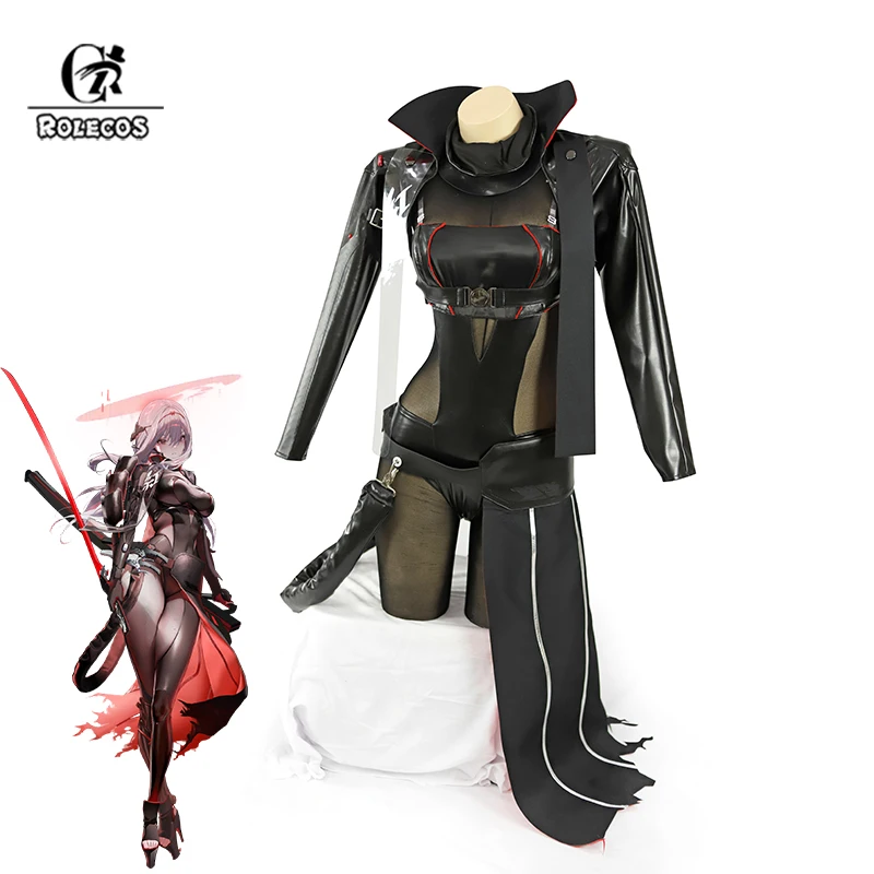 

ROLECOS NIKKE Goddess of Victory Hongryeon Cosplay Costume Scarlet Sexy Women Black Uniform Halloween Carnival Suit