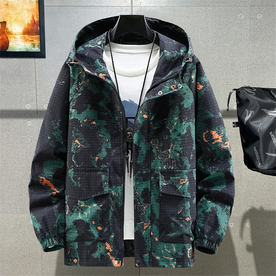 Camouflage Jacket Men Camo Cargo Jackets Coats Plus Size 5XL Spring Autumn Fashion Casual Windbreaker Male