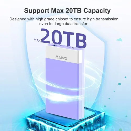 Imagen 2 del producto Caja de disco duro externo MAIWO para HDD SATA SSD de 3,5 y 2,5 pulgadas con función de concentrador USB tipo C a caja adaptadora SATA de hasta 20 TB