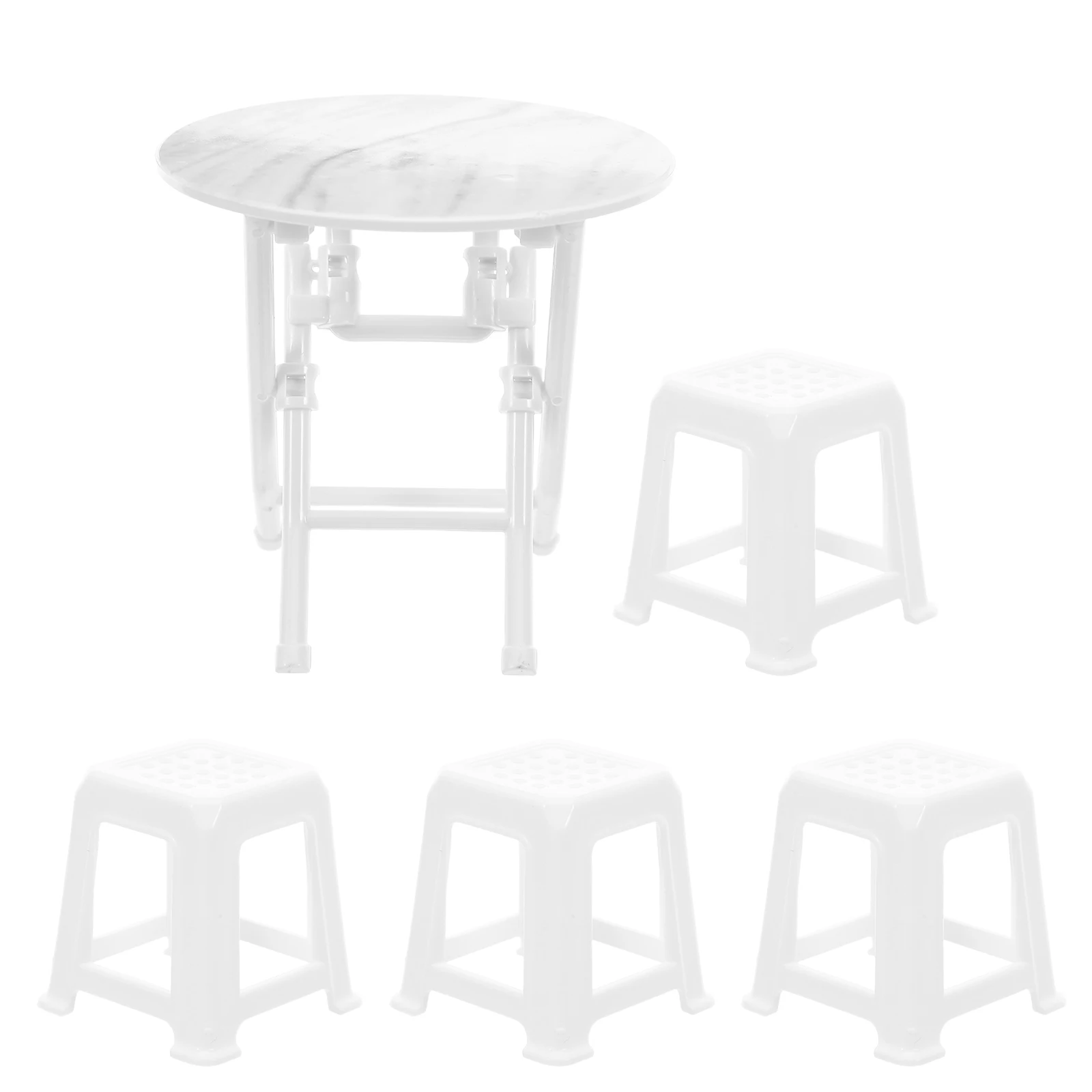 

1Set Miniature Table and Chairs Set for Dollhouse Decoration Vibrant Plastic Furnishings Enhances Motor Skills Space Awareness