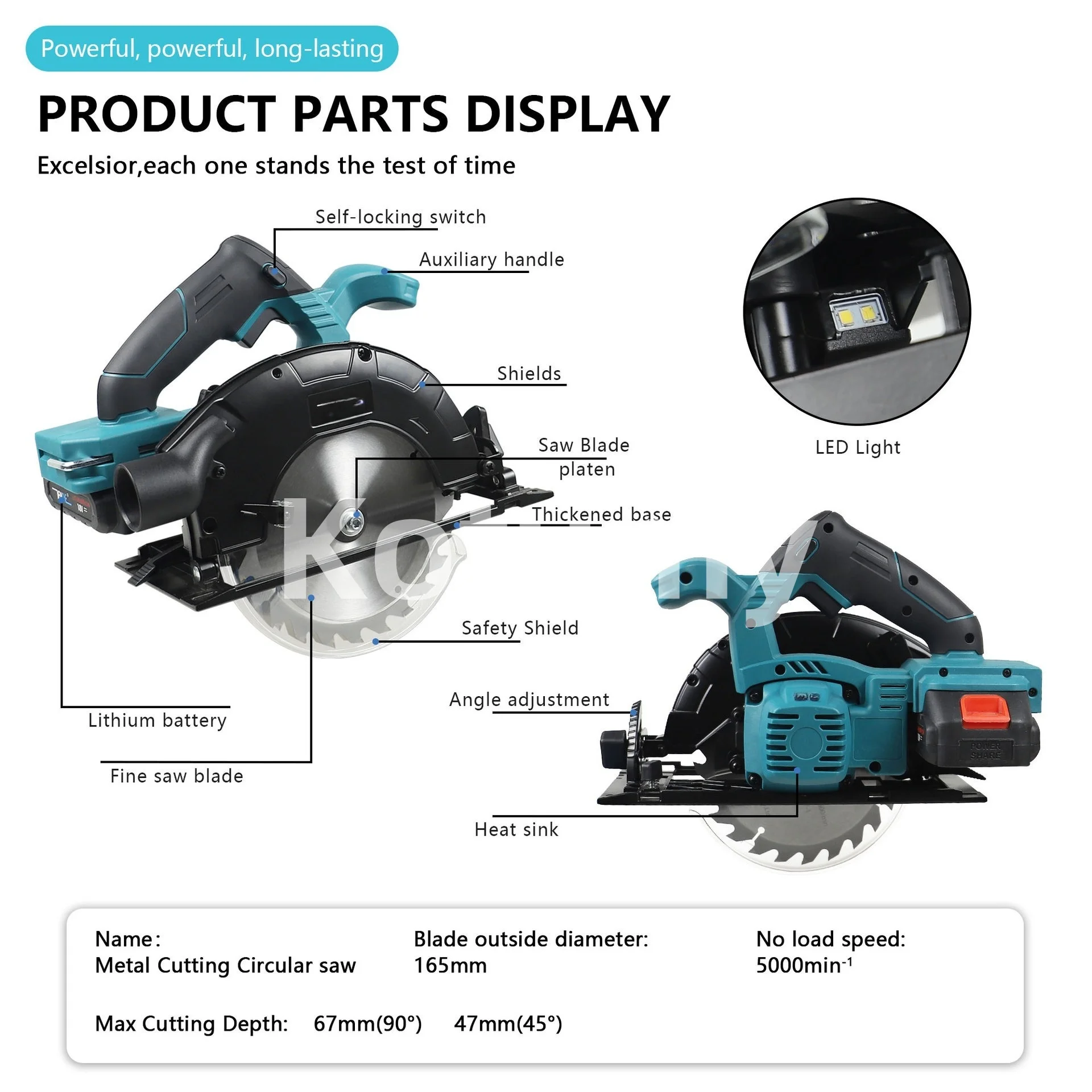 ‌Small Woodworking Dedicated Rechargeable Lithium Battery Cutting Machine Brushless Circular Saw, Durable
