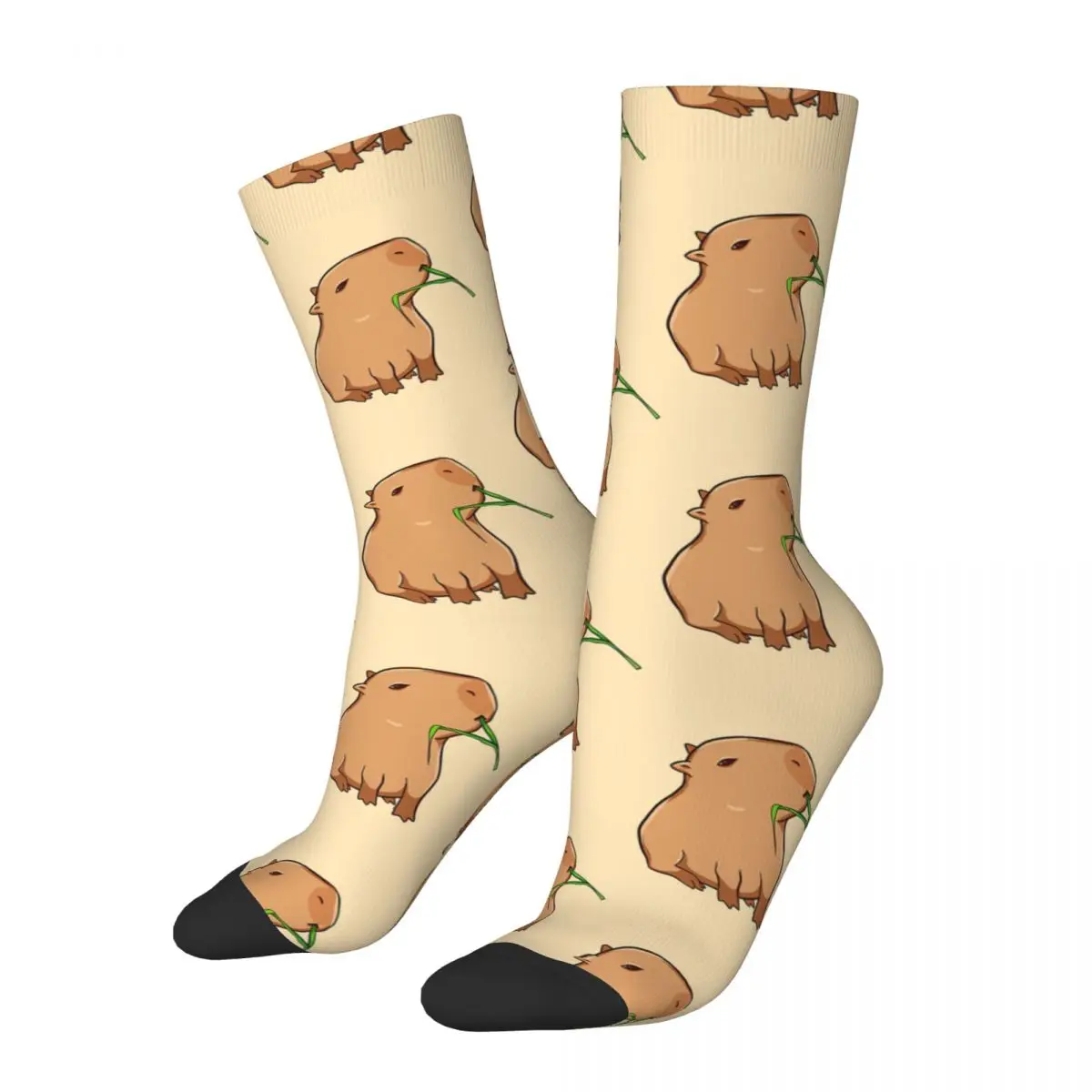 Funny Men's Socks With A Leaf Vintage Harajuku Capybara Hip Hop Casual Crew Crazy Sock Gift Pattern Printed