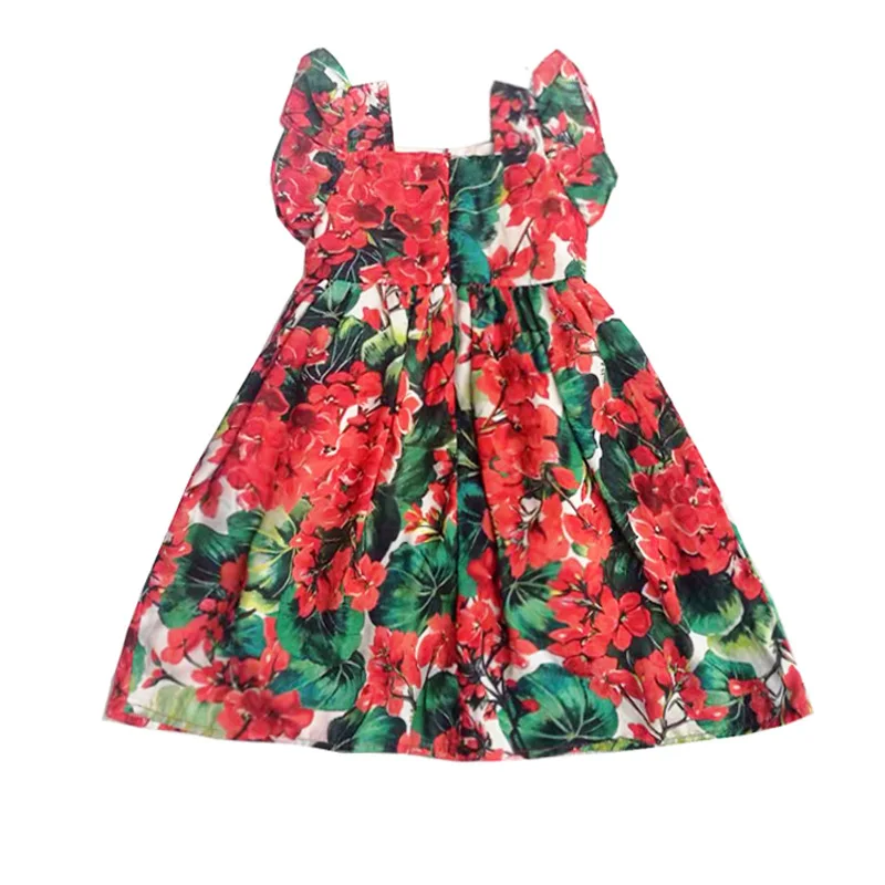 Brand Spring and Summer New Geranium Cotton Poplin Printed Fabric Parent-child Dress Cloth Clothes Cloth Handmade Boutique