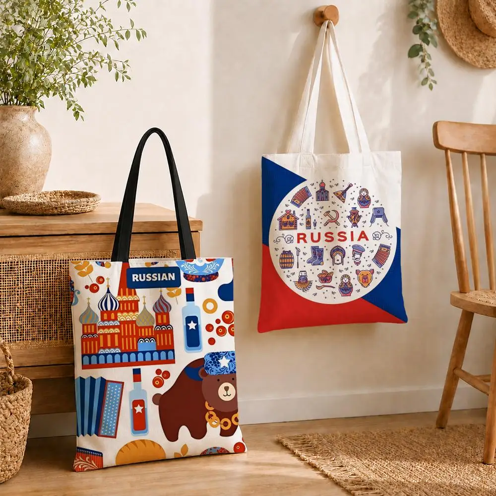 ArtSeries Russia Culture Storage Bags Reusable Fashion Aesthetic Unique Shopping Bag Large Capacity Canvas Tote Bag