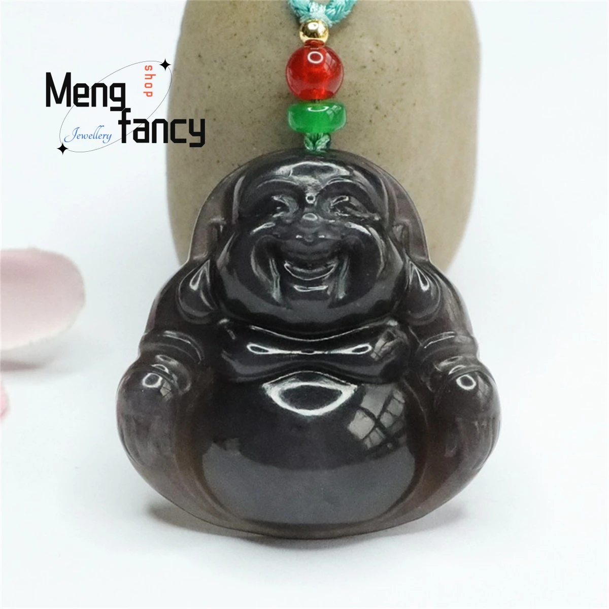 

Natural Hotan Jade Deep Smoke Purple Buddha Maitreya Pendant Simple Personality Vintage Ethnic Versatile Women Fashion Jewelry