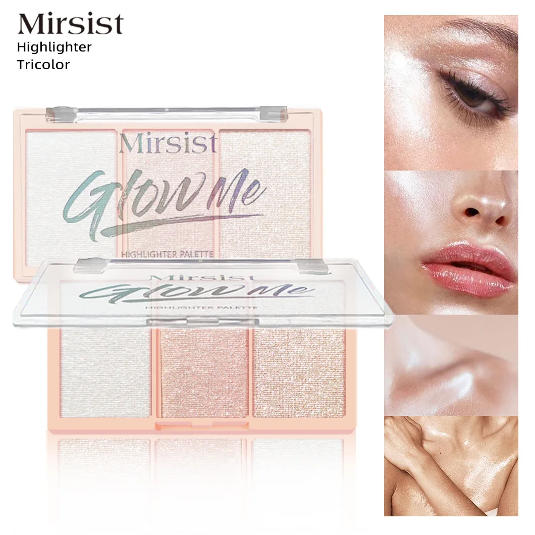 Mirsist 3 Color High Gloss Glitter Body Eyeshadow Tray Pearl Fine Shimmer Natural Color Contouring Waterproof Hold Makeup