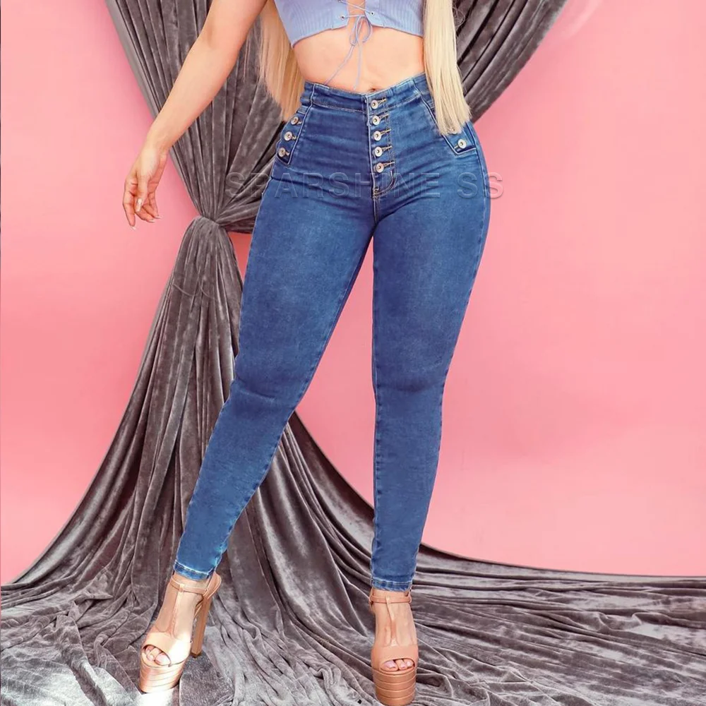 2023 New Slim Fit Denim Pants Women Jeans Elastic Pencil Trousers High Waist Ladies Tight Clothing Casual Skinny Women Clothing
