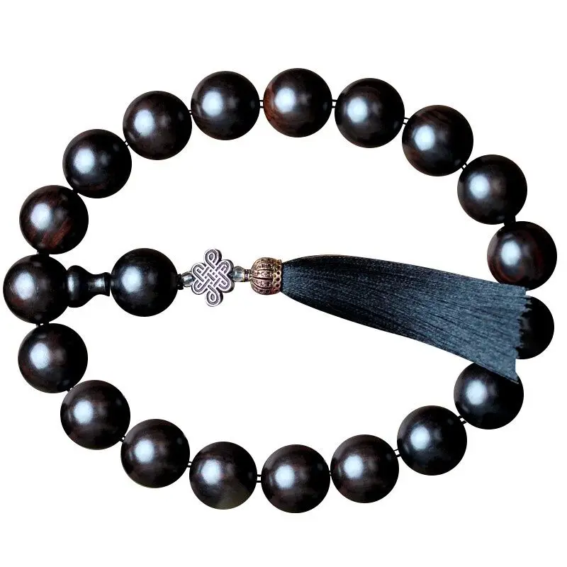 UMQ Original Handheld Bracelet Purple Sandalwood Ebony Agarwood Older Material Made Prayer Beads Couple Crafts Tassel Jewelry