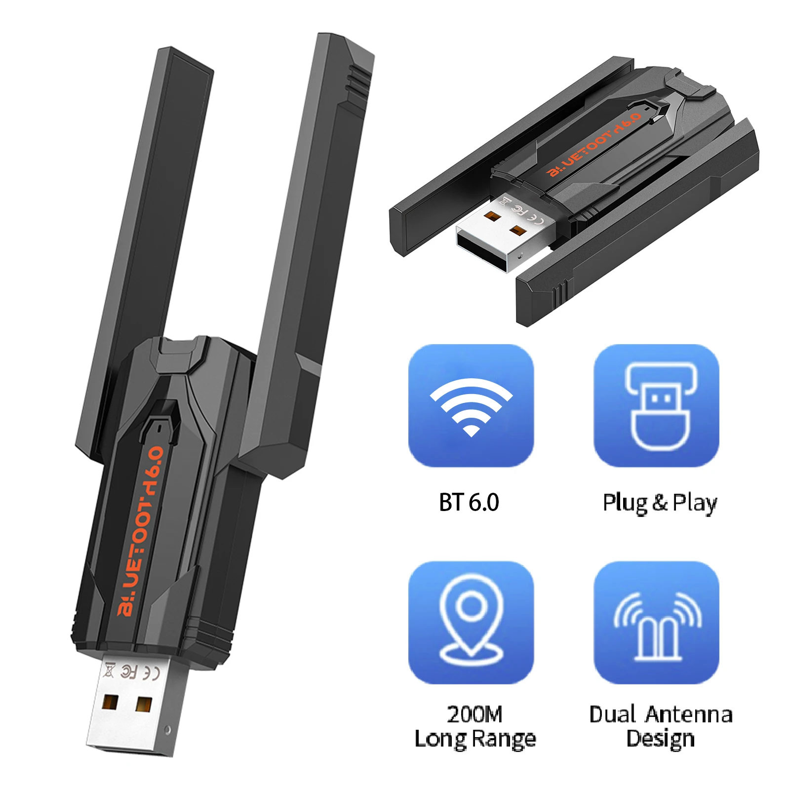 

150 м USB Bluetooth 6.0 адаптер 5.4 Dongle драйвер бесплатно для ПК беспроводная мышь клавиатура музыкальный аудиоприемник адаптер передатчика