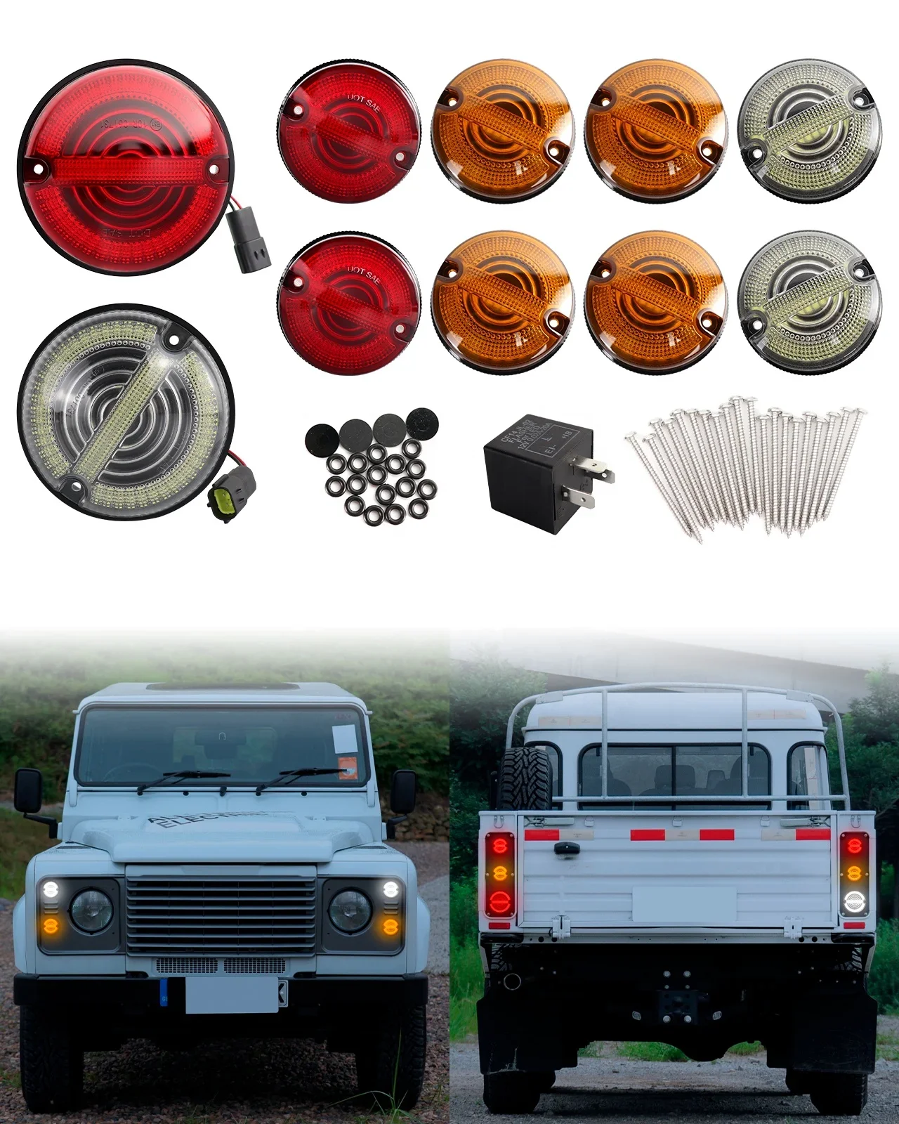 10PCS LED Upgrade Kit Signal Lamp Stop Fog Reversing License Plate Lights For Land Rover Defender 90-16 New Front Rear Indicator