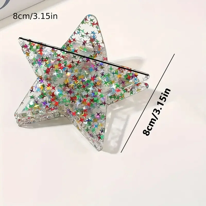 1 Pcs Women's Hair Clips Shiny Sequins Sparkling Stars Sweet Candy Colored Hair Grab Fashionable Versatile Hair Accessories Girl
