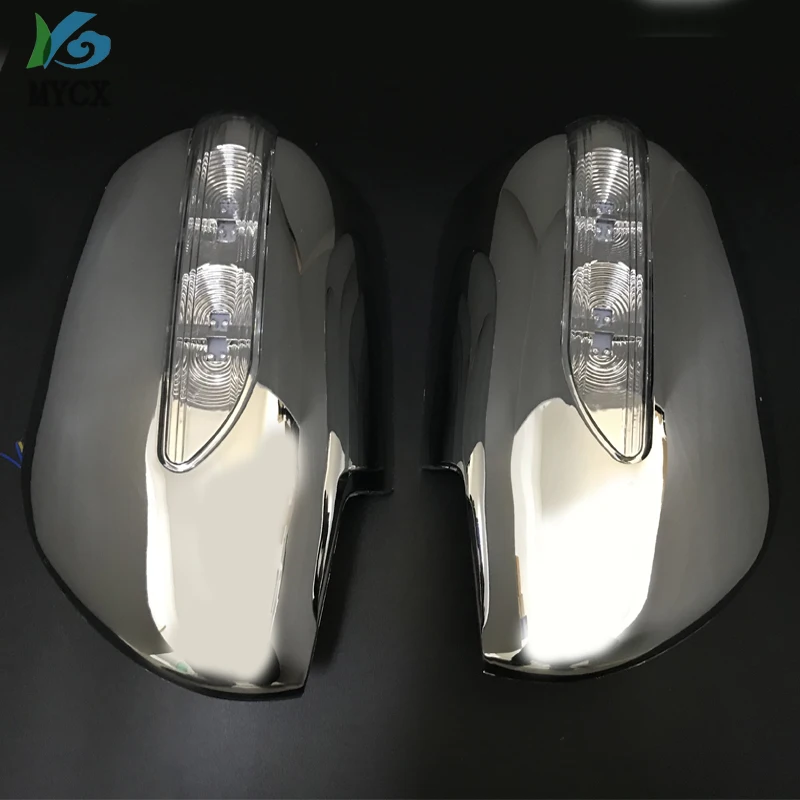 For toyota Land Cruiser Prado FJ120 FJ 120 Chrome Rearview Side LED Mirrors Cover Trim 2003 2004 2005 2006 2007 2008 2009