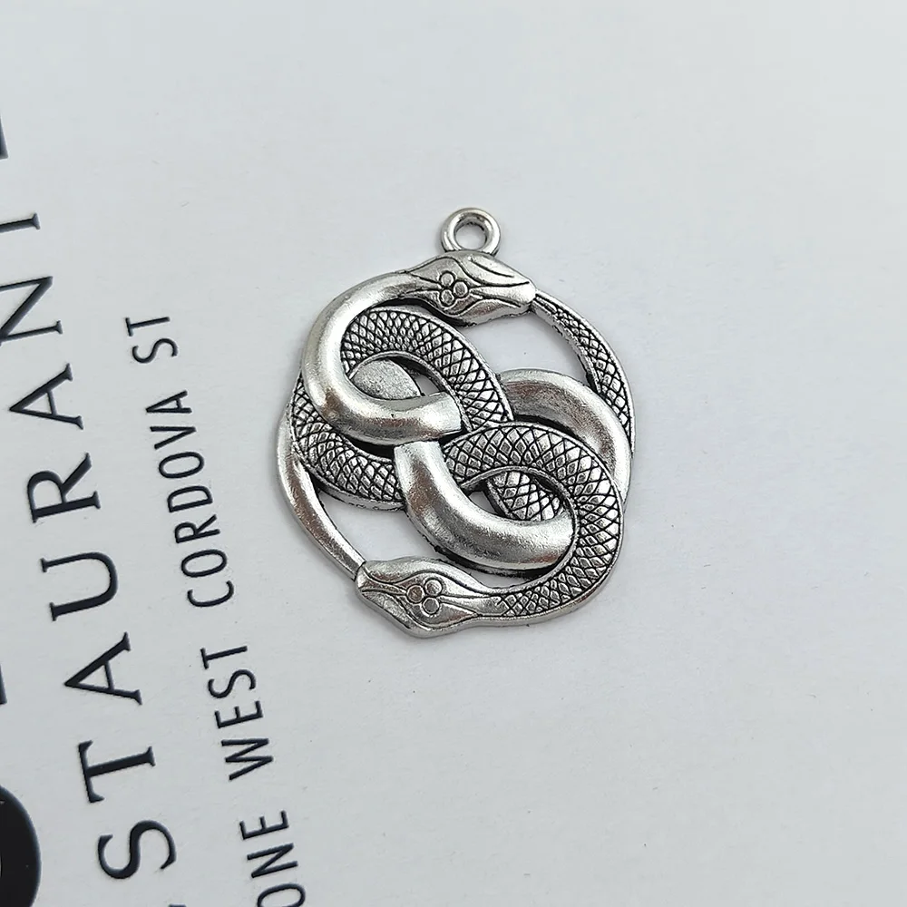 43*34mm Alloy Antique Silver Color Snake Charms Pendant Designer Charms Fit Jewelry Making DIY Jewelry Findings