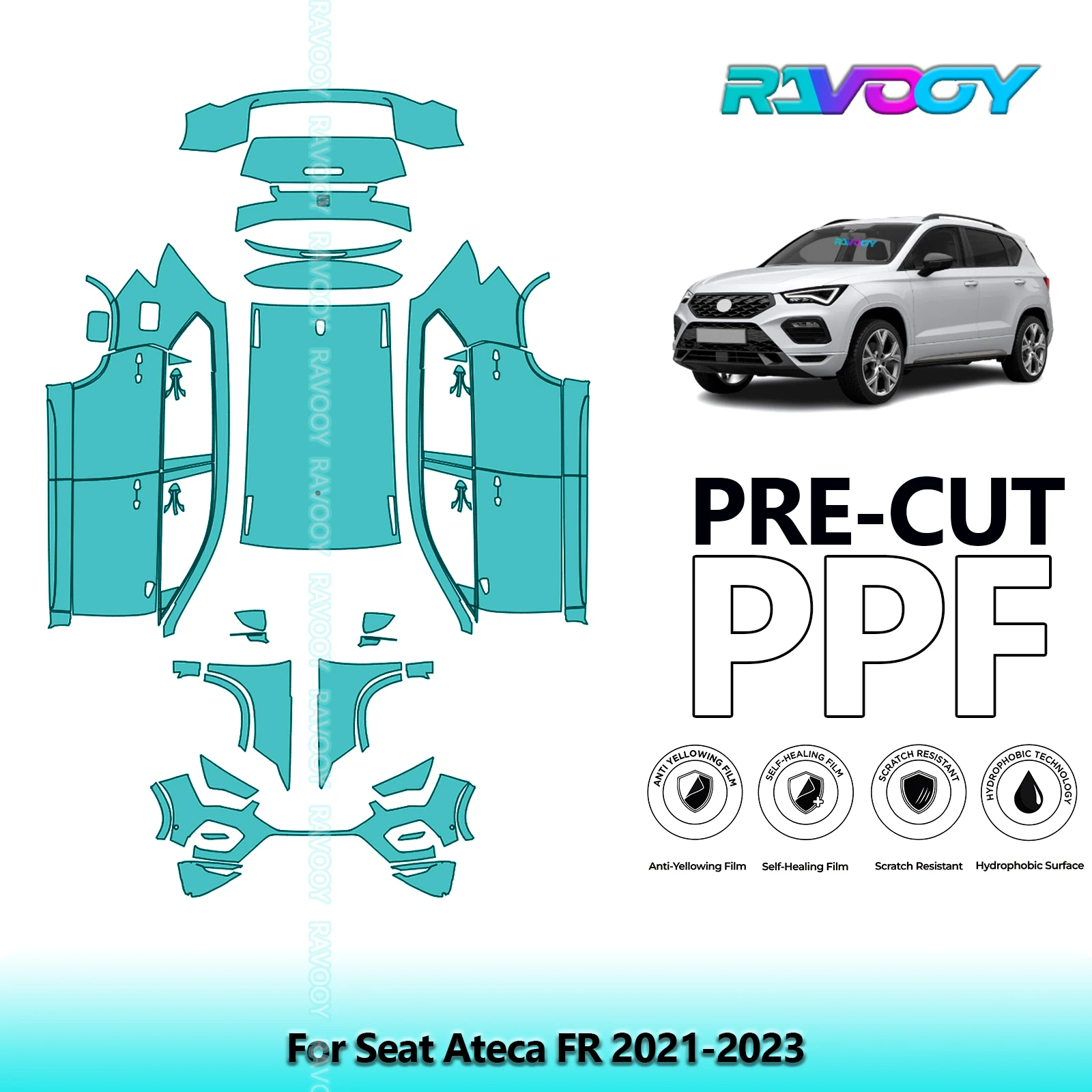 

Full Vehicle Clear Bra Precut PPF Paint Protection Film For Seat Ateca FR 2021-2023