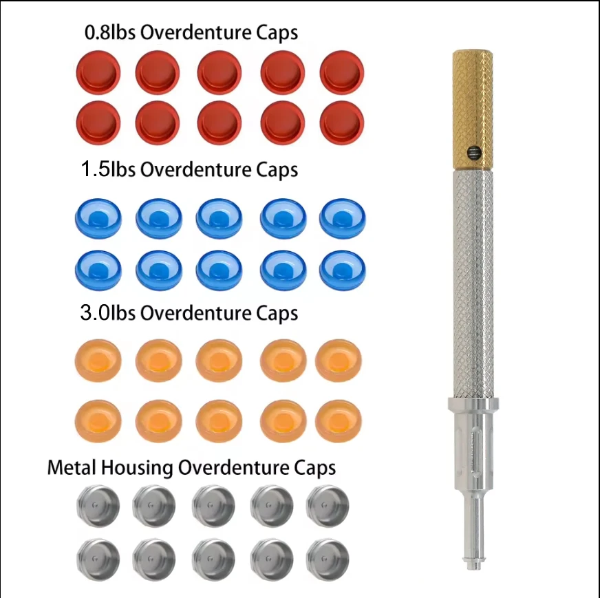 

Dental Implant Strong Retentive Caps Overdenture Metal Housing Attachments Abutments Locator Core Tool