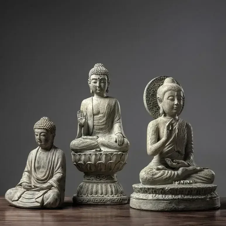 

New Chinese Resin Buddha Statue Decoration Home Livingroom Desktop Accessories Crafts Office Table Bookcase Figurines Ornaments