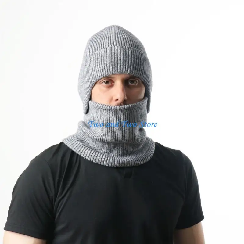 HX6F Unisex Knit Hat And Scarf Set Adult Teens Acrylic Fibre Pullover Hat Neck Warmer