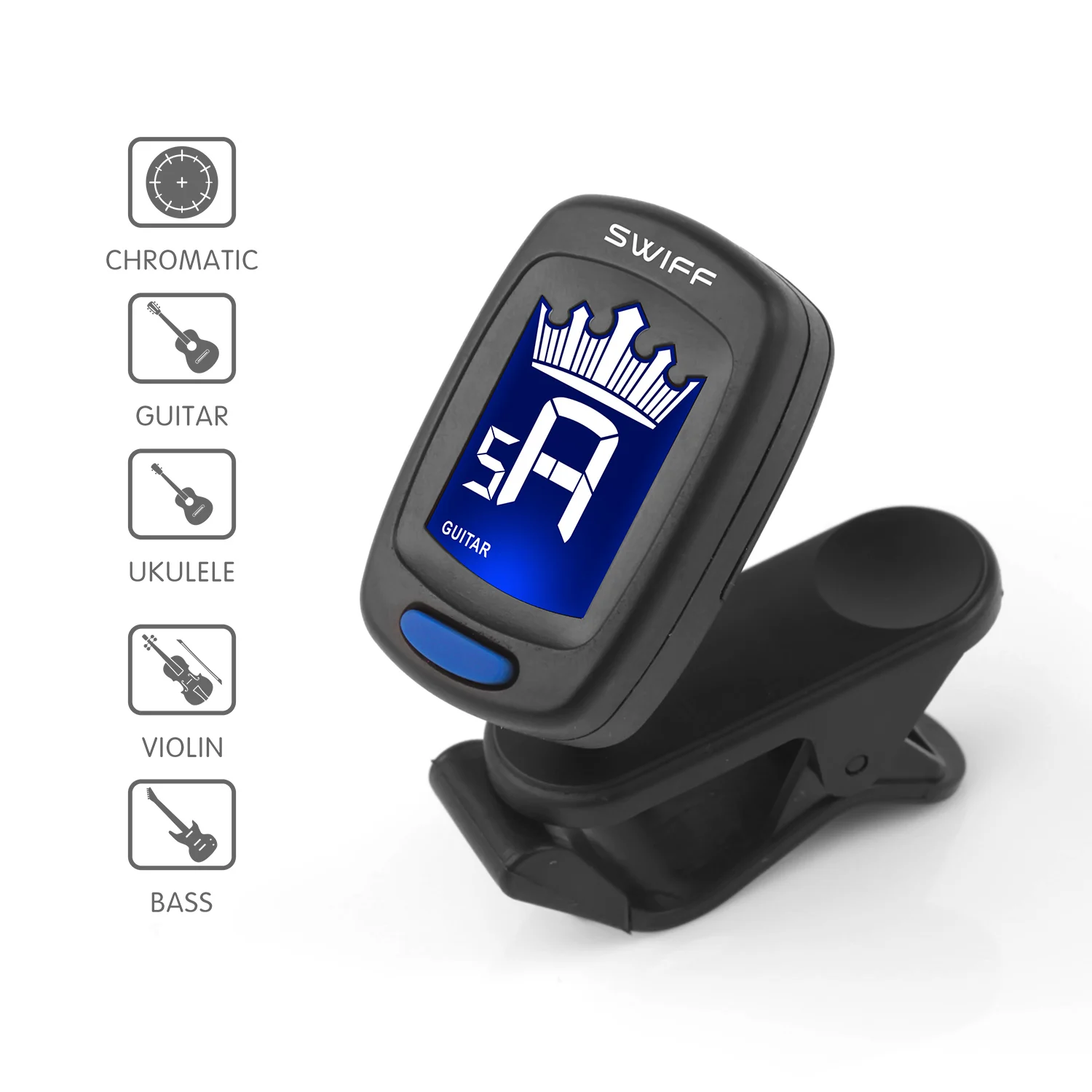 SWIFF Guitar Tuner Clip-On Tuner Digital Electronic Tuner Acoustic with LCD Display for Guitar, Bass, Violin, Ukulele A9