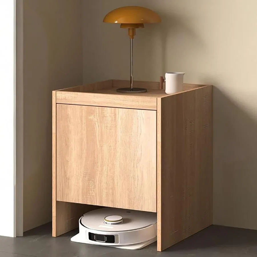

Robot Vacuum Stand Cabinet with Doors and Drawers for Robot Vacuum Cleaner Wood Bathroom Cabinet Side Table for Living Room Hom