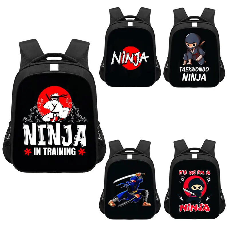 Cartoon Ninja In Training Backpack for Teenager Boys Children School Bags Karate Taekwondo Schoolbags Kids Rucksack Book Bag