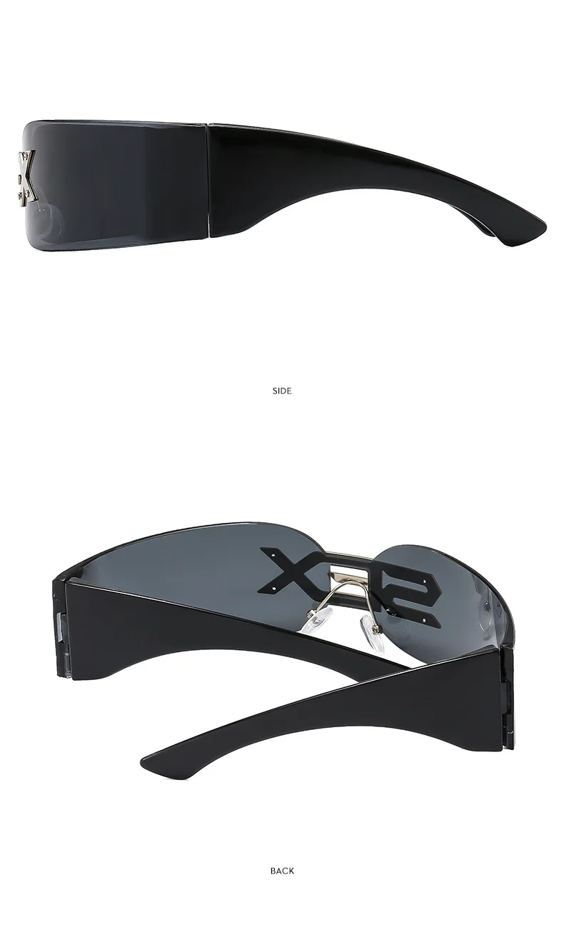Y2K Punk Randlose einteilige Maske Sonnenbrille Damen Herren 2026 Luxusmarke Kleiner Rahmen Steampunk Wrap Around Shield Brillenschirme – Detail 10
