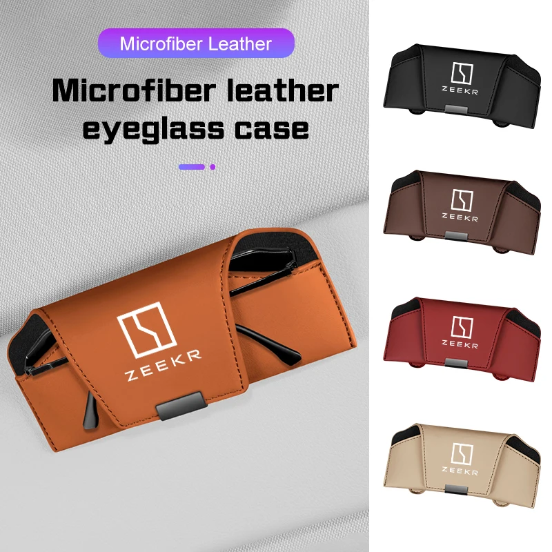 

Leather Car Glasses Case For ZEEKR 001 001FR 009 007 ZEEKR X 7X MIX 2022 2023 2025 Car Sun Visor Sunglasses Storage Box flocking