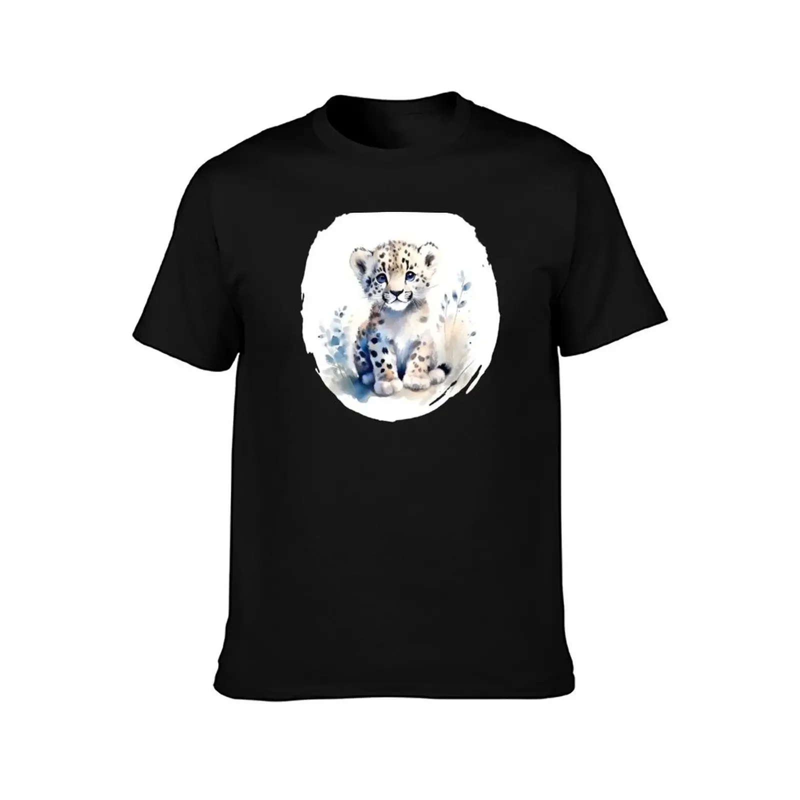 Snow leopard watercolor T-Shirt oversized t shirt boys whites sweat shirts, men