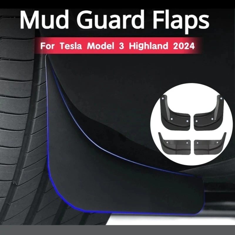 Für Tesla Model 3 Highland 2025 Schmutzfänger Vorne und Hinten Radabdeckung Spritzschutz Offizielle Original-Schmutzfänger Auto-Zubehör
