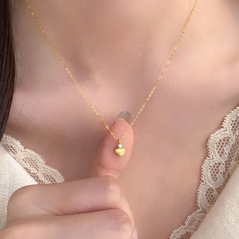 ENSHIR Brushed Mini Heart Fashion Necklace For Women Luxury Design Simple Delicate Elegant Temperament Jewelry Gifts Wholesale